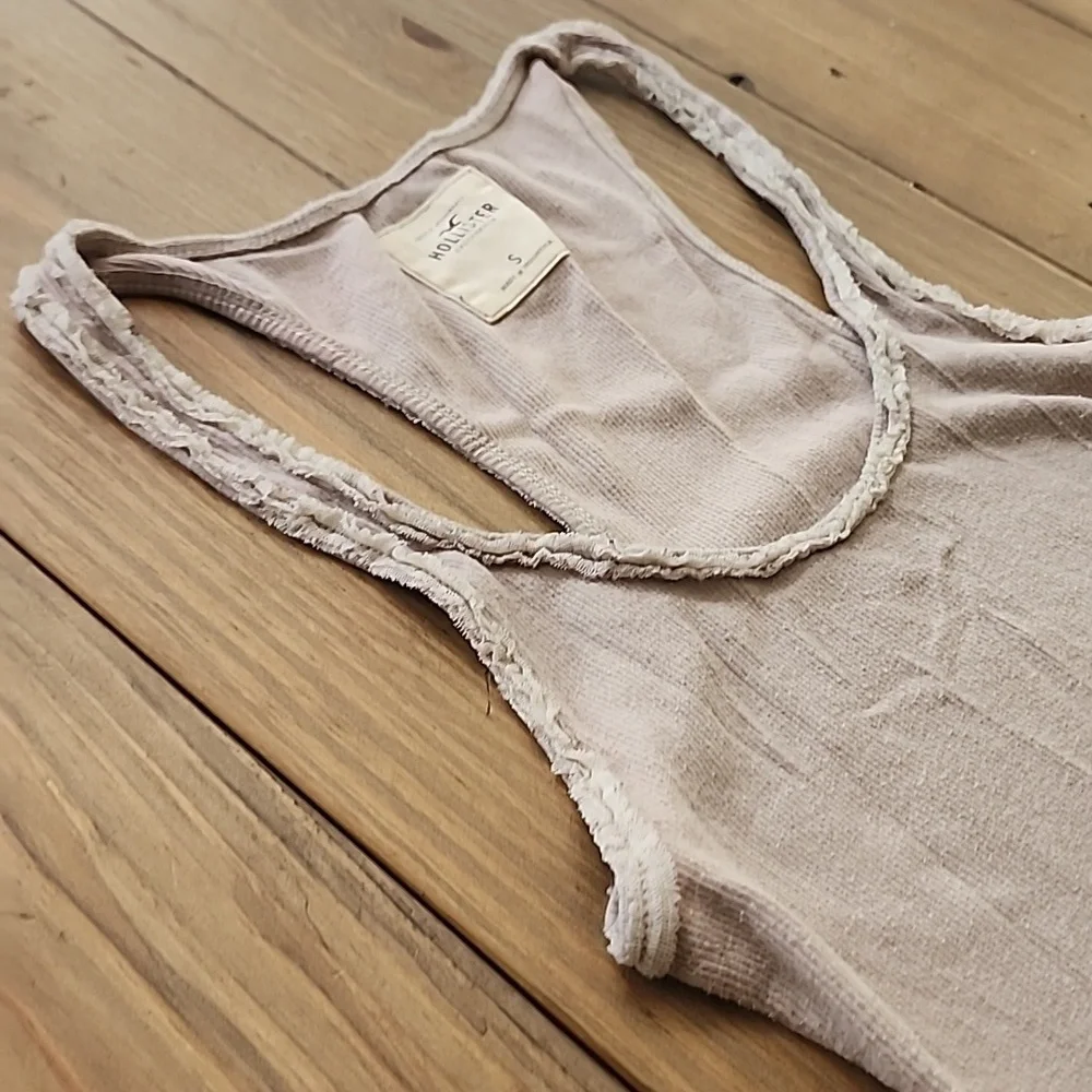 Hollister HCO Tan Tank Top with Lace Detailing